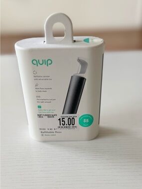 Quip Refillable Floss Canister in White with Teal Logo